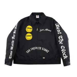 Black Saint Michael Zip-Up Work Jacket
